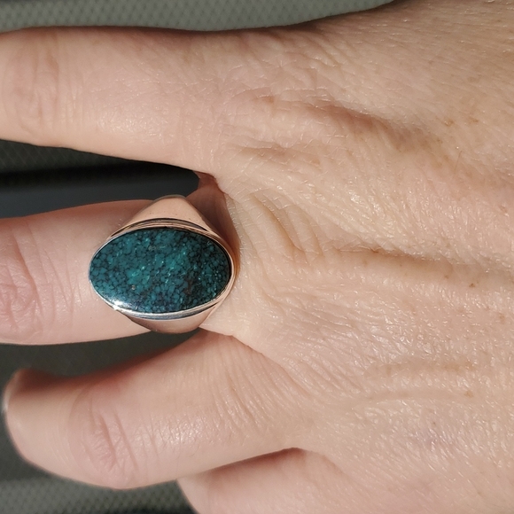 New Men's Chrysocolla 925 Silver Ring. - Picture 3 of 16